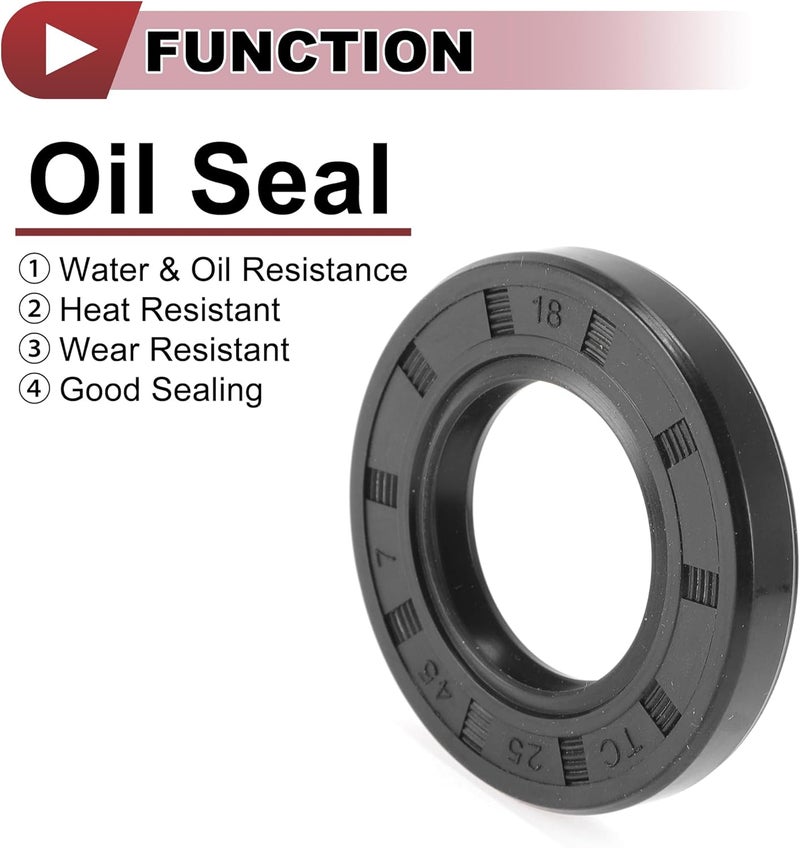 HEROFFIX 5 Pcs Rotary Shaft Seal High Pressure Oil Seal 25x45x7mm Black Nitrile 70 Durometer Rubber - Image 3